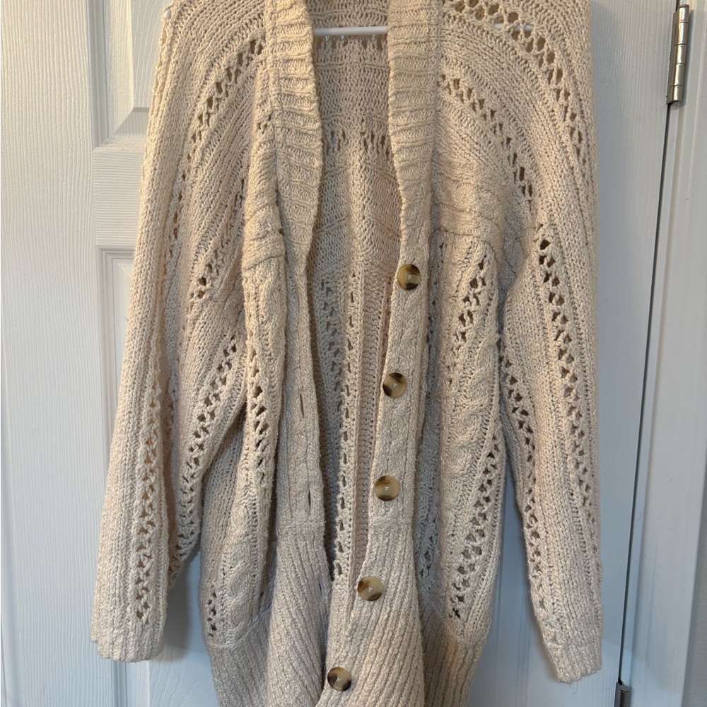 Free People Cream Button-Front Cardigan - Picture 3 of 8